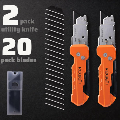 2-in-1 Utility Knife & Scraper, Zinc Alloy Body, Blade Storage（2 pack）