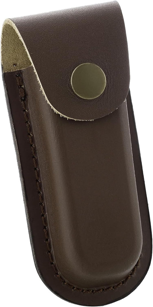 Leather Pocket Knife Sheath, 4'' Folding Knife Belt Sheath | Portable Pocket Knife Pouch with Snap Closure & Belt Loop for Outdoor Climbing, Camping, Hunting, Hiking, Medium Size, Brown