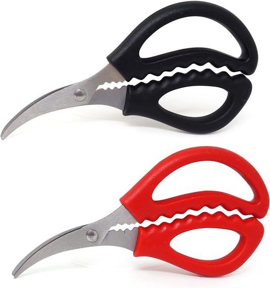 2PCS Multifunctional Stainless Steel Shears Kitchen Seafood Scissors Fish Crab Shrimp Lobster Scissors Seafood Peeling Tools for Home (2 Color, 6")
