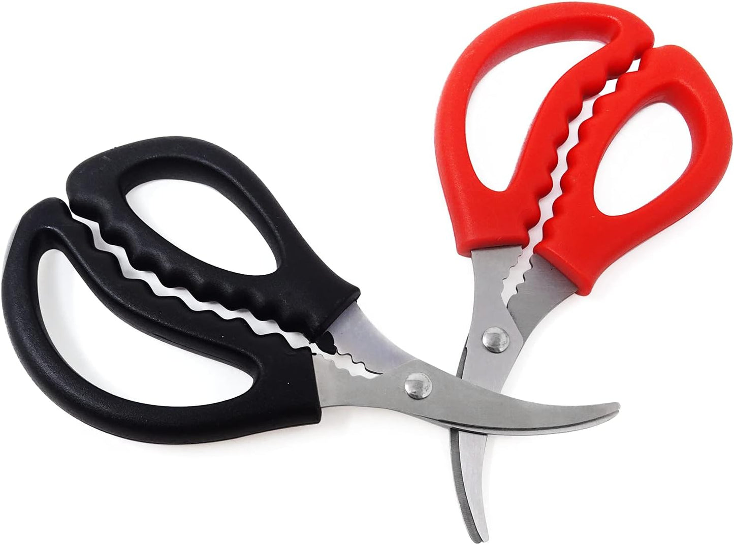 2PCS Multifunctional Stainless Steel Shears Kitchen Seafood Scissors Fish Crab Shrimp Lobster Scissors Seafood Peeling Tools for Home (2 Color, 6")
