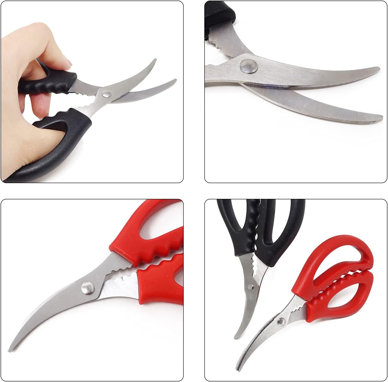 2PCS Multifunctional Stainless Steel Shears Kitchen Seafood Scissors Fish Crab Shrimp Lobster Scissors Seafood Peeling Tools for Home (2 Color, 6")