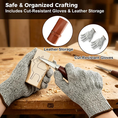 Wood Carving Kit for Beginners - Whittling Kit with Wood Blocks and Paint Set - Carving Tools for Beginners - Hobbies for Women and Men - Arts and Crafts for Adults & Kids - Gift for Girls and Boys
