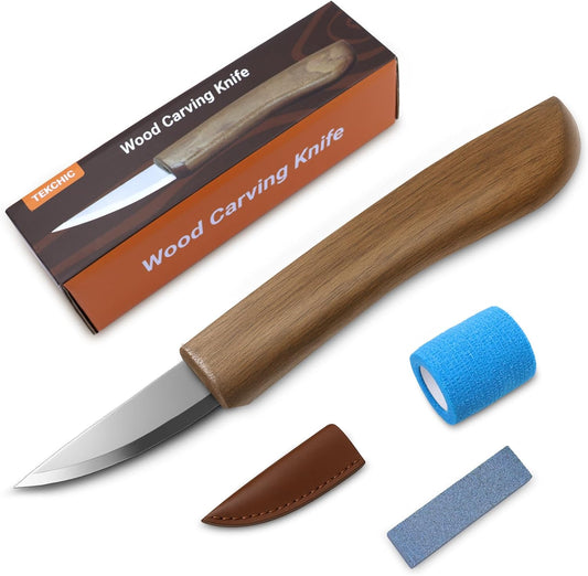 Wood Carving Knife for Beginners Whittling Knife with Leather Sheath | for Adults, Professionals and Wood Carving Enthusiasts - Safety Woodworking Tools