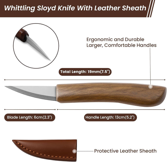 Wood Carving Knife for Beginners Whittling Knife with Leather Sheath | for Adults, Professionals and Wood Carving Enthusiasts - Safety Woodworking Tools