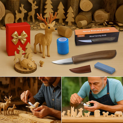 Wood Carving Knife for Beginners Whittling Knife with Leather Sheath | for Adults, Professionals and Wood Carving Enthusiasts - Safety Woodworking Tools