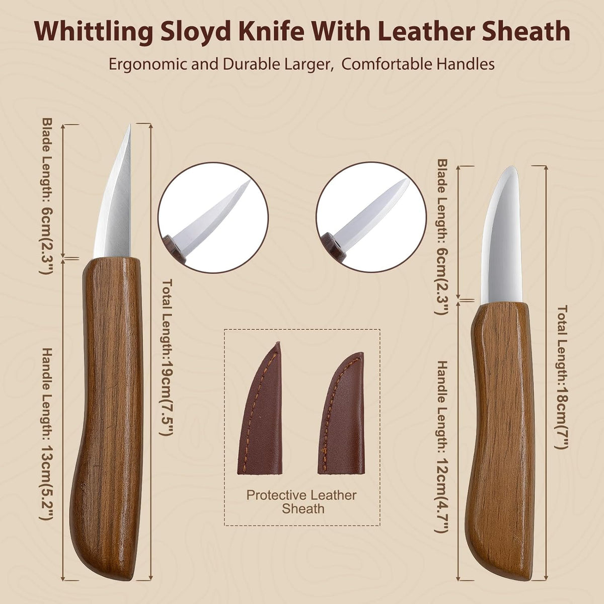 Wood Carving Knife for Beginners Whittling Knife with Leather Sheath | for Adults, Professionals and Wood Carving Enthusiasts - Safety Woodworking Tools