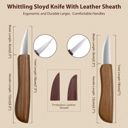 Wood Carving Knife for Beginners Whittling Knife with Leather Sheath | for Adults, Professionals and Wood Carving Enthusiasts - Safety Woodworking Tools