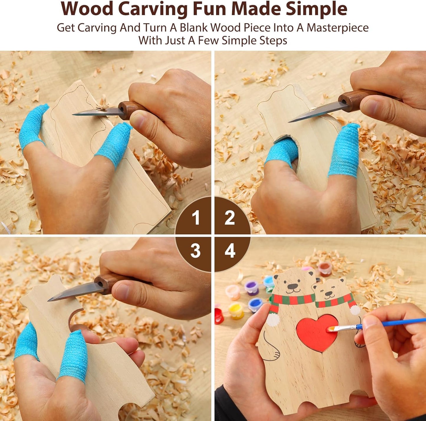 Wood Carving Knife for Beginners Whittling Knife with Leather Sheath | for Adults, Professionals and Wood Carving Enthusiasts - Safety Woodworking Tools