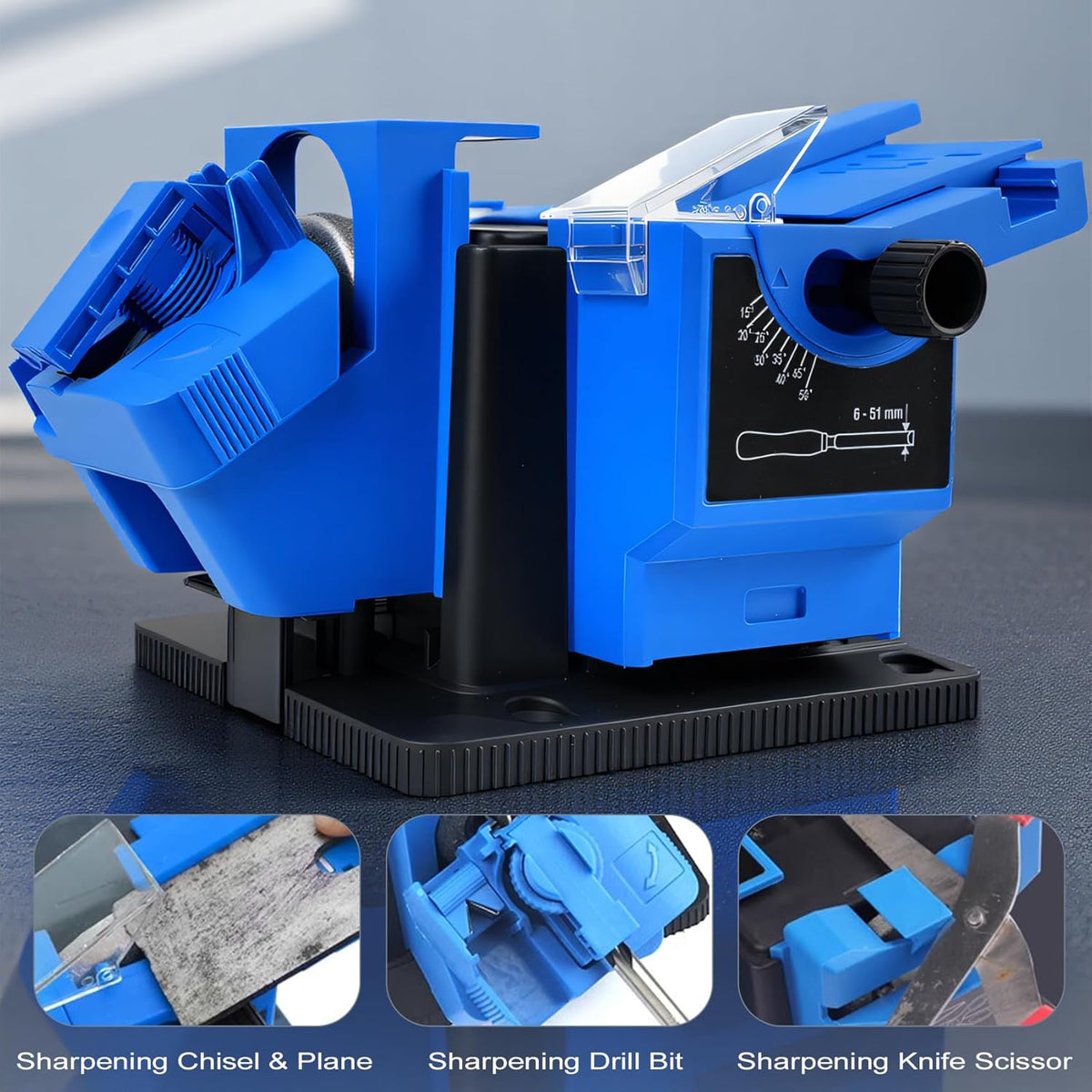 3-in-1 Multifunction Electric Drill Bit Sharpener for Knife, drill, Chisel | Multifunction Adjustable Angles, 96W 1350rpm drill doctor afilador de brocas, Compact Design