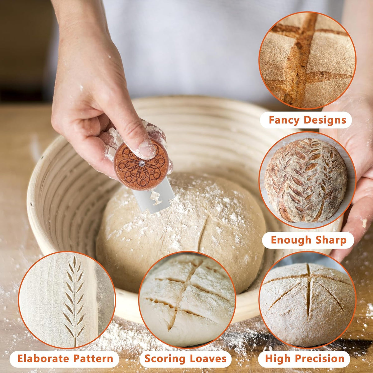 UFO Bread Lame Cutter for Sourdough Bread Scorer Tool,Circle | Slashing Tool for Homemade Sourdough Bread Cutting Knife for Artisan Bread and Baguette Makers,5 Blades and Storage Cover