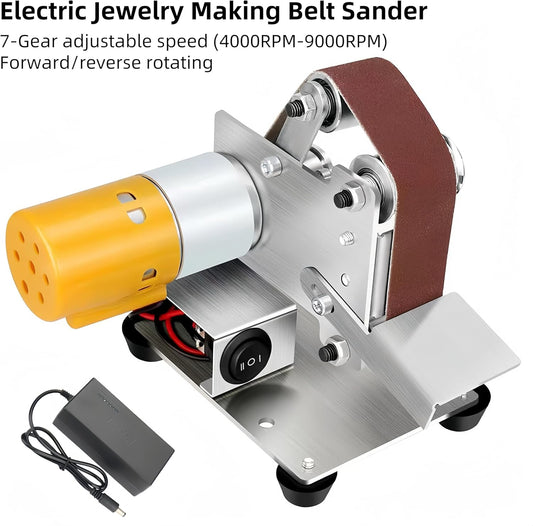 Electric Jewelry Making Belt Sander Tool, 4000-9000RPM Ring Making Knife Sharpener Kit, Mini Bench Grinder Polisher Machine for Woodworking Metalworking Jewelry Making