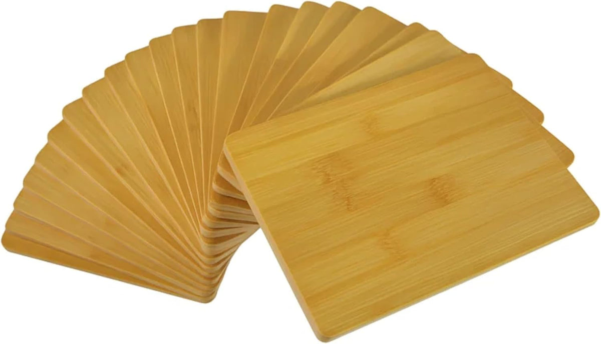 Set of 24, 8"X6" Bulk Wholesale Plain Blank Bamboo Cutting Boards, Mini Wood Charcuterie Platter, Serving Tray, Hot Mat for Customized, Personalized Engraving, Wall Art, Table Decor