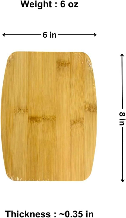 Set of 24, 8"X6" Bulk Wholesale Plain Blank Bamboo Cutting Boards, Mini Wood Charcuterie Platter, Serving Tray, Hot Mat for Customized, Personalized Engraving, Wall Art, Table Decor