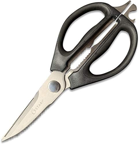 Kitchen Scissors: Heavy Duty Stainless Steel Utility Kitchen Shears for Poultry, Vegetables, Meat, Seafood, Herbs | Multi-Function Cooking Scissors with Large Black Soft Grip Handles