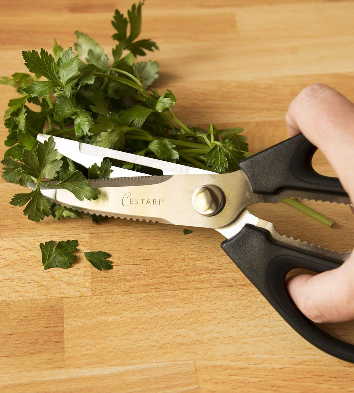 Kitchen Scissors: Heavy Duty Stainless Steel Utility Kitchen Shears for Poultry, Vegetables, Meat, Seafood, Herbs | Multi-Function Cooking Scissors with Large Black Soft Grip Handles
