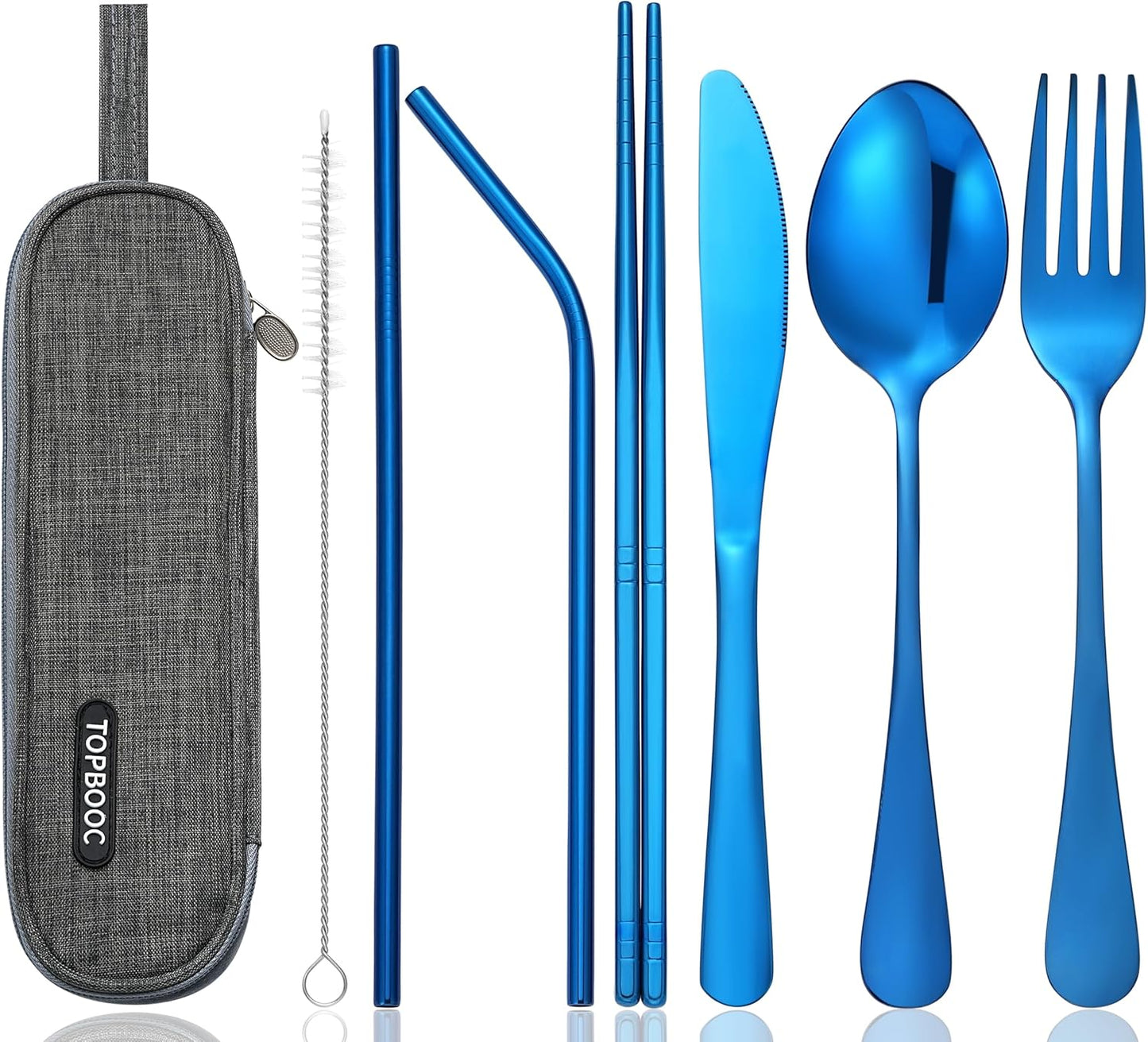 Portable Stainless Steel Flatware Set, Travel Camping Cutlery Set, Portable Utensil Travel Silverware Dinnerware Set with a Waterproof Case (Rainbow)