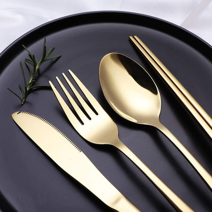 Portable Stainless Steel Flatware Set, Travel Camping Cutlery Set, Portable Utensil Travel Silverware Dinnerware Set with a Waterproof Case (Rainbow)