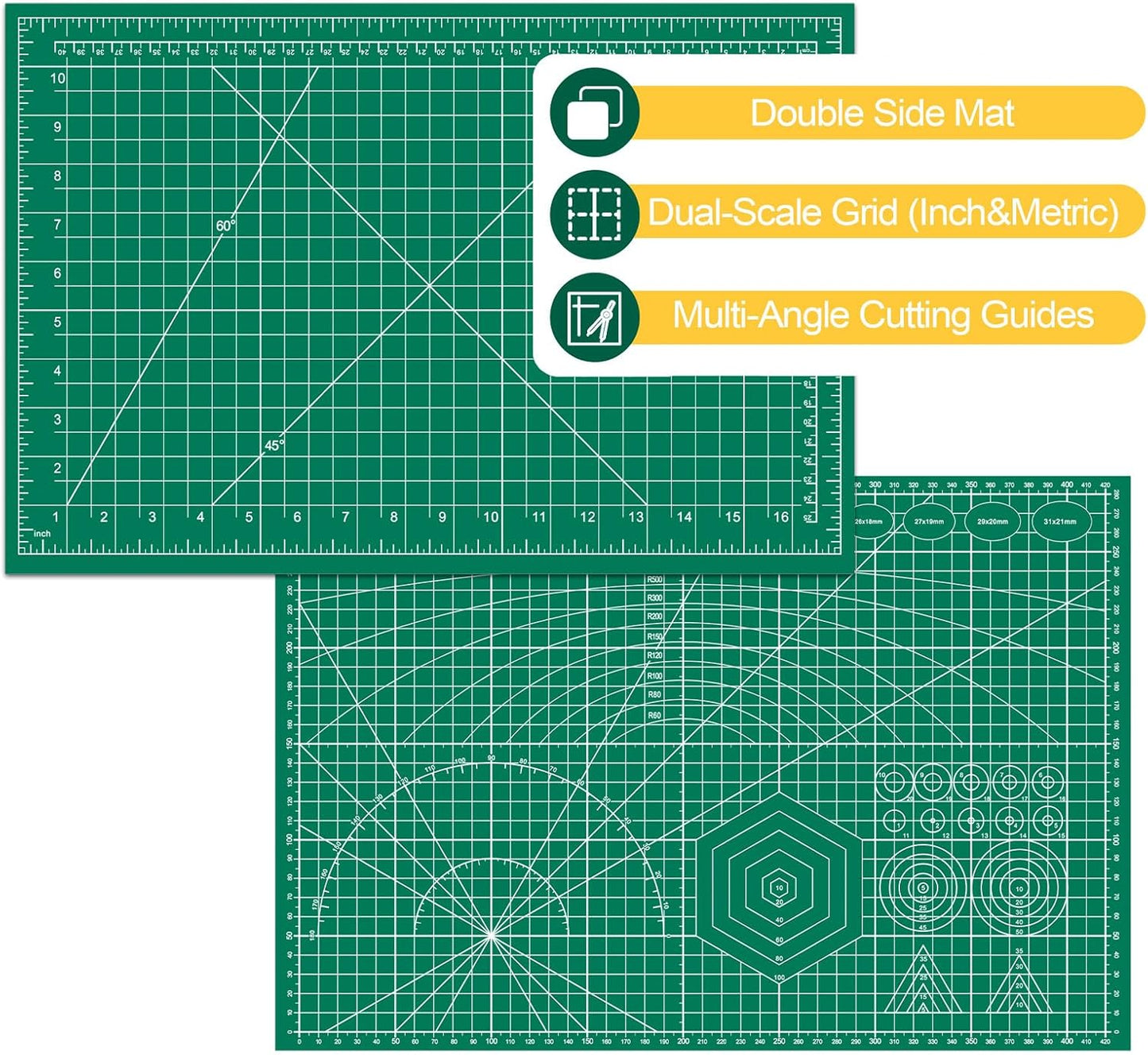 5 Packs Self Healing Cutting Mat Bulk 12"x18" Rotary Cutting Sewing Mats A3 | Cutting Board for Fabric Crafting Sewing Scrapbooking Quilting, Precision Cutting, Double Sided 5-Ply