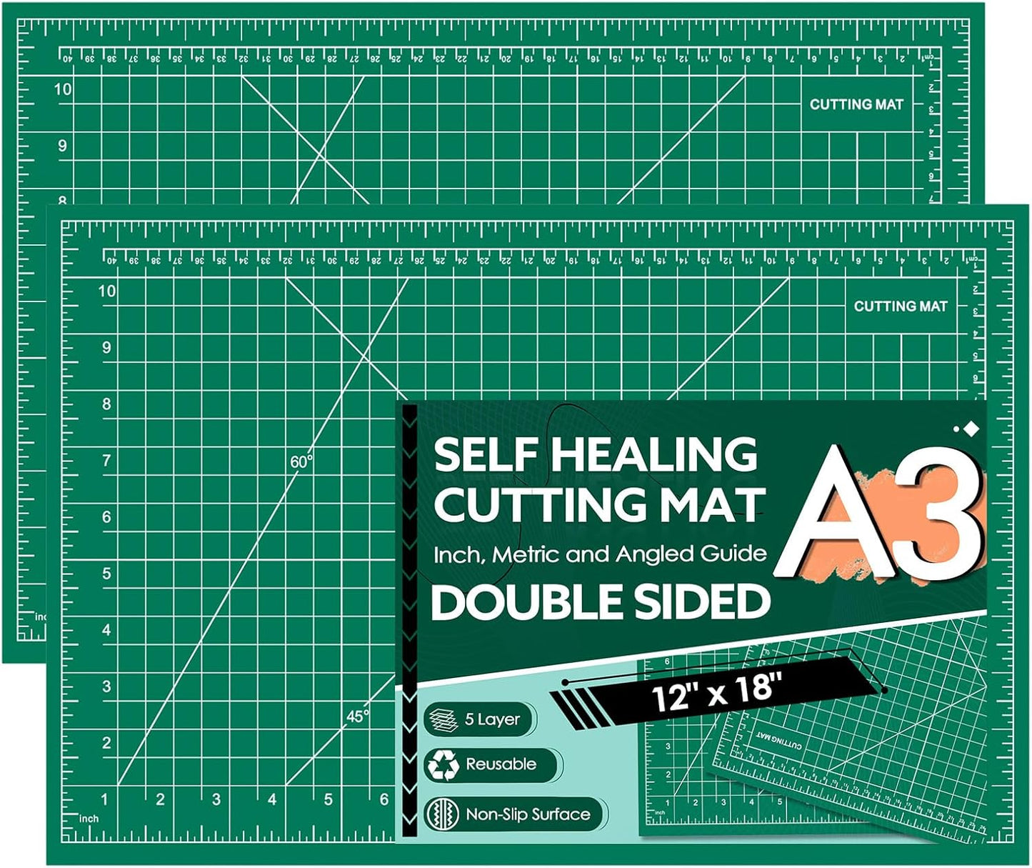 5 Packs Self Healing Cutting Mat Bulk 12"x18" Rotary Cutting Sewing Mats A3 | Cutting Board for Fabric Crafting Sewing Scrapbooking Quilting, Precision Cutting, Double Sided 5-Ply