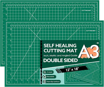 5 Packs Self Healing Cutting Mat Bulk 12"x18" Rotary Cutting Sewing Mats A3 | Cutting Board for Fabric Crafting Sewing Scrapbooking Quilting, Precision Cutting, Double Sided 5-Ply