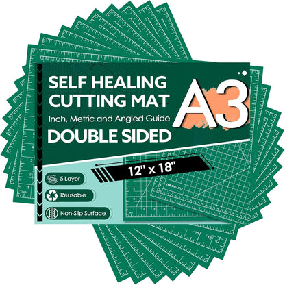 5 Packs Self Healing Cutting Mat Bulk 12"x18" Rotary Cutting Sewing Mats A3 | Cutting Board for Fabric Crafting Sewing Scrapbooking Quilting, Precision Cutting, Double Sided 5-Ply