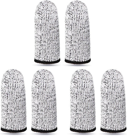Reusable Anti-Cut Finger Protection Cots, Wear-Resistant Elastic Finger Sleeves for Kitchen Work and Sculpture, Thumb and Fingertip Guards, 6pcs Gray