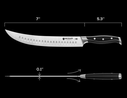 Knife Set with Block Sharpener, High Carbon Sharp Stainless Steel | One Piece Forged Ergonomic Etched Handle, Non-Slip, Balanced Performance for Everyday Cooks, Elegant Gift, Silver Wolf Series