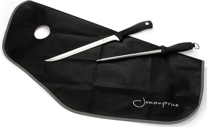 Ham Carving Knife with Honing Steel and Ham Cover - Professional Set for Slicing Serrano, Ibérico Ham & Italian Prosciutto