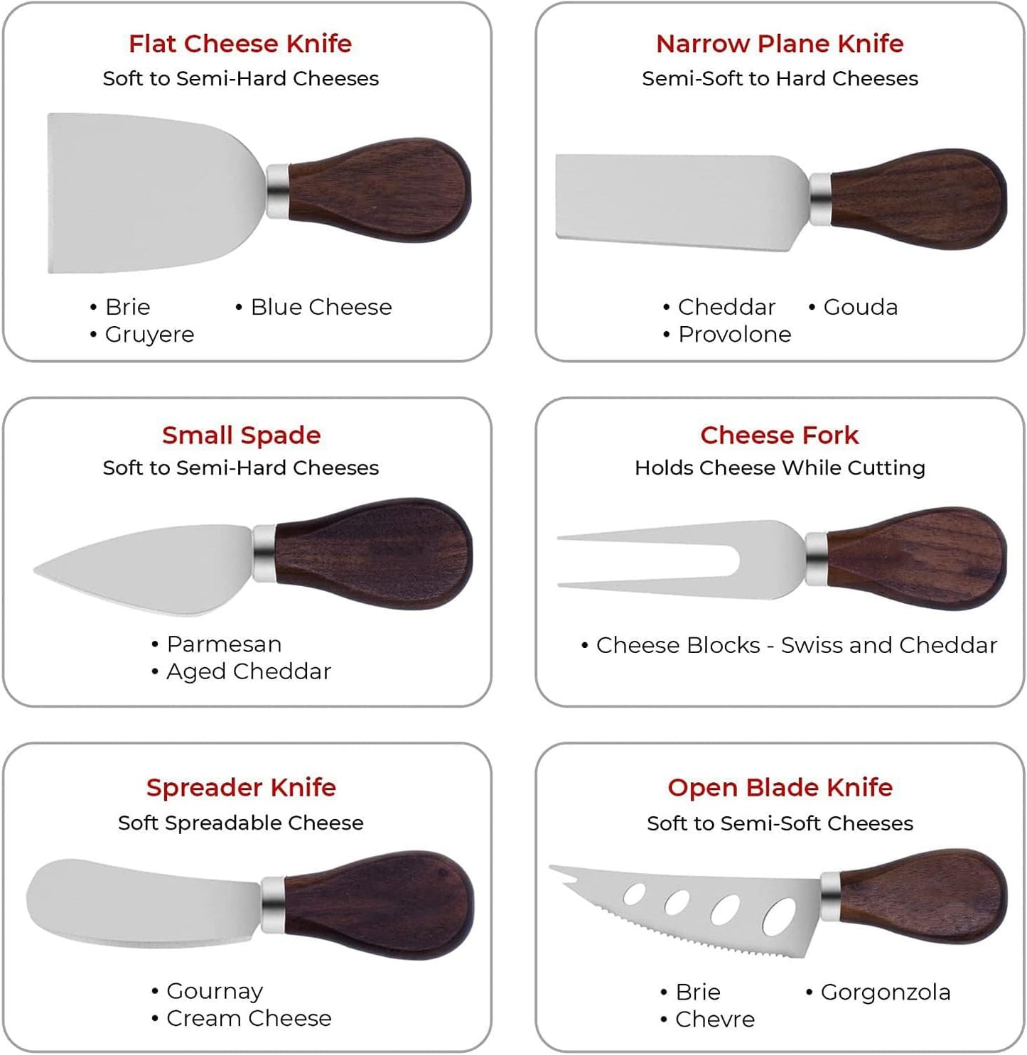 Charcuterie Boards Accessories Spreader Knife Set Cheese Butter with Wooden Handles Mini Serving Tongs Spoons Forks for party Wedding Christmas