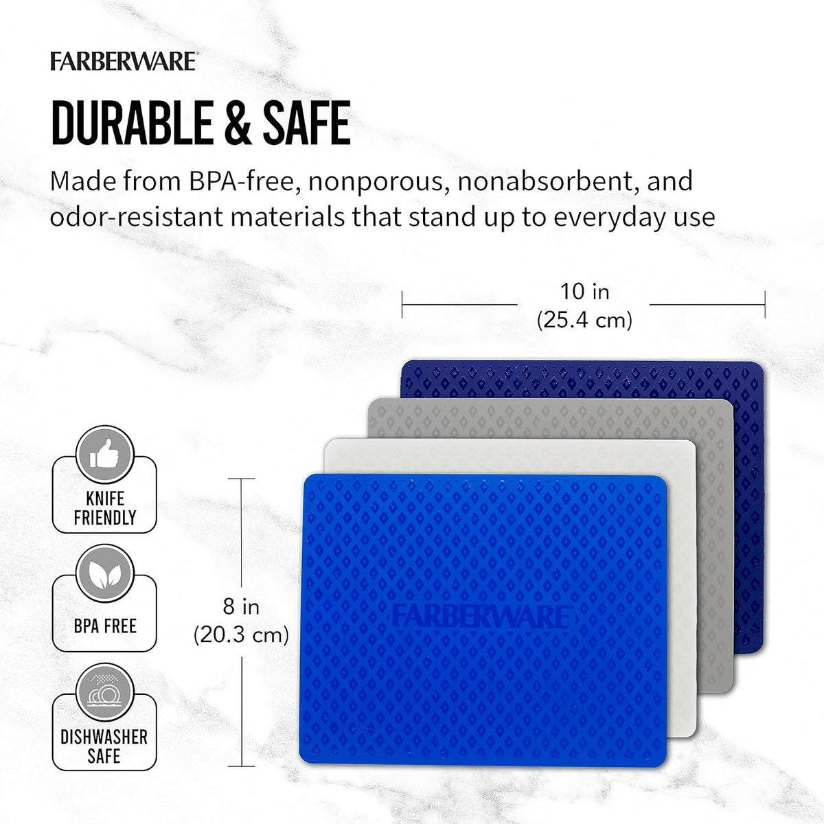 Flexible Kitchen Cutting Mat Set - Made in the USA - Cross-Contamination Prevention, 8x10 Inches, Non-Slip Design - Easy-Care Kitchen Essential, 4-Piece