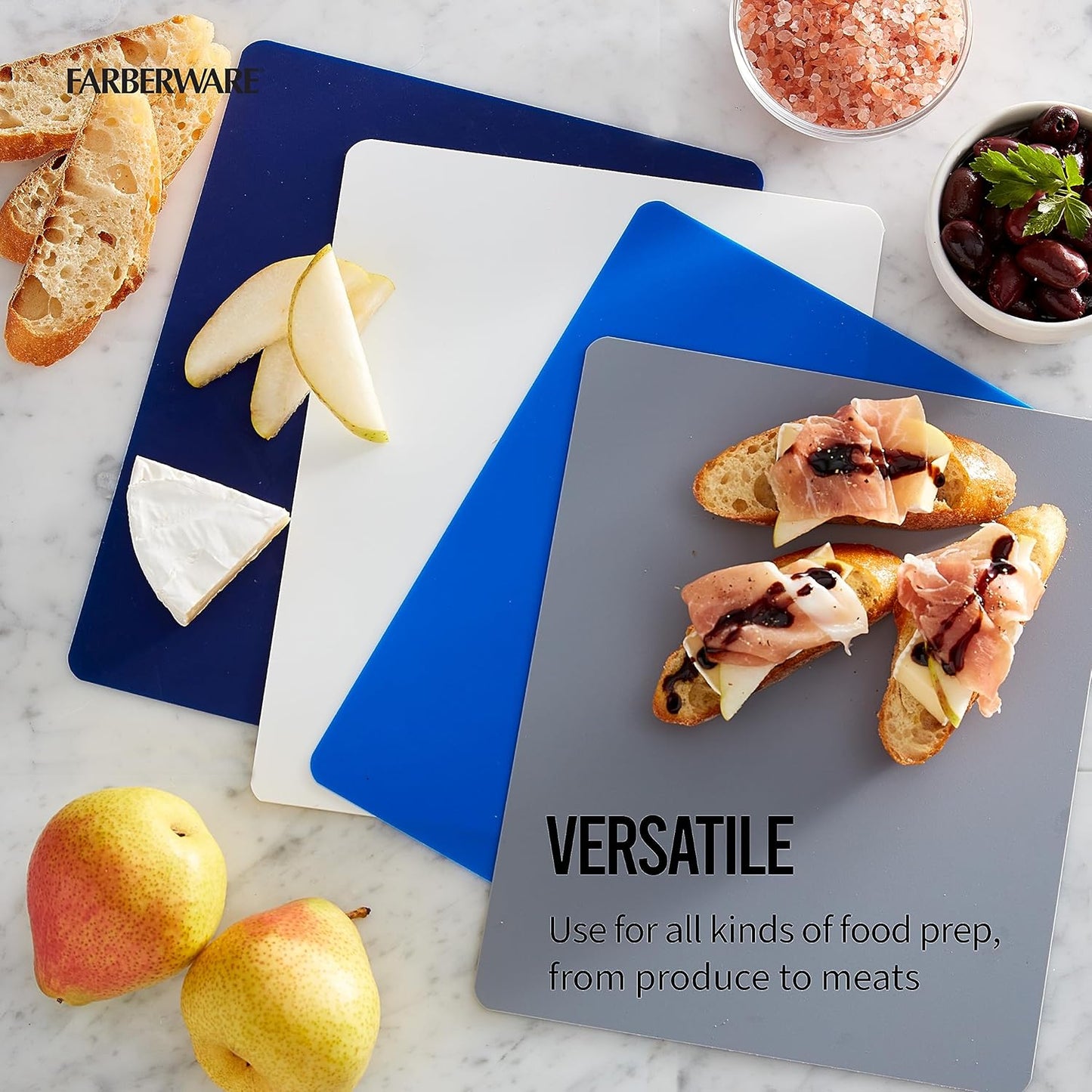Flexible Kitchen Cutting Mat Set - Made in the USA - Cross-Contamination Prevention, 8x10 Inches, Non-Slip Design - Easy-Care Kitchen Essential, 4-Piece
