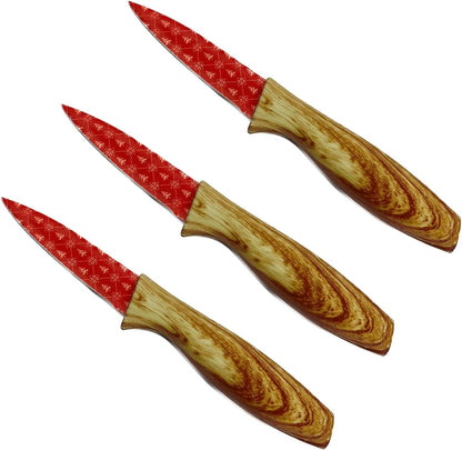 3-Piece Holiday Paring Knife Set, 3.5" Stainless Steel Blades with Festive Prints & Matching Blade Guards, Perfect for Seasonal Cooking, Gift Giving, and Holiday Kitchen Prep