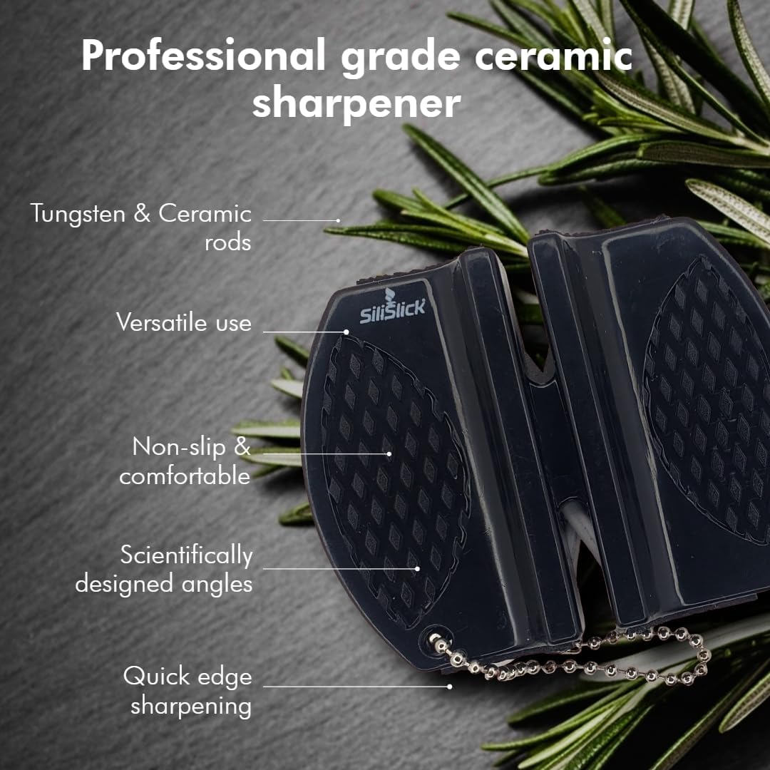 Portable Knife Sharpener - Professional Grade Sharpening Tool with Tungsten and Ceramic Rods