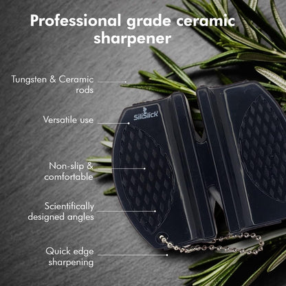 Portable Knife Sharpener - Professional Grade Sharpening Tool with Tungsten and Ceramic Rods