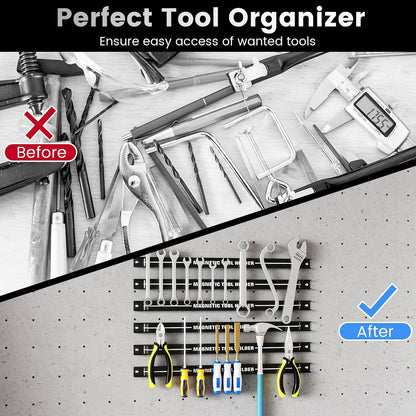 6PCS 18" Magnetic Tool Holder, Wall Mounted 176LBS Capacity Magnetic Tool Organizer, Heavy Duty Metal Tool Rack, Tool Magnet Bar, Magnetic Tool Holder Strip for Garage Workshop