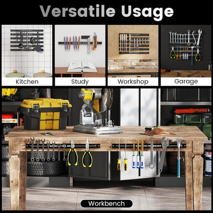 6PCS 18" Magnetic Tool Holder, Wall Mounted 176LBS Capacity Magnetic Tool Organizer, Heavy Duty Metal Tool Rack, Tool Magnet Bar, Magnetic Tool Holder Strip for Garage Workshop