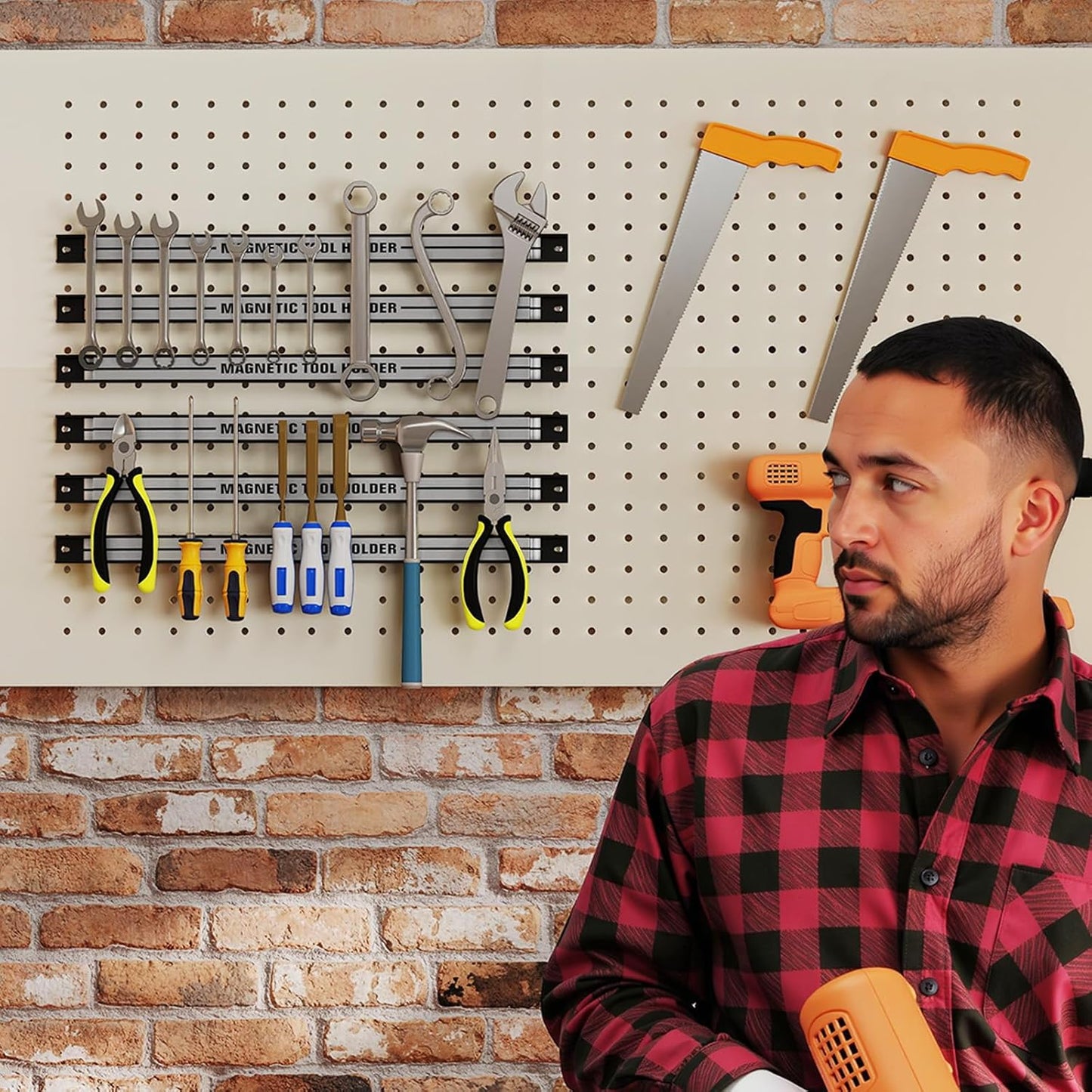 6PCS 18" Magnetic Tool Holder, Wall Mounted 176LBS Capacity Magnetic Tool Organizer, Heavy Duty Metal Tool Rack, Tool Magnet Bar, Magnetic Tool Holder Strip for Garage Workshop