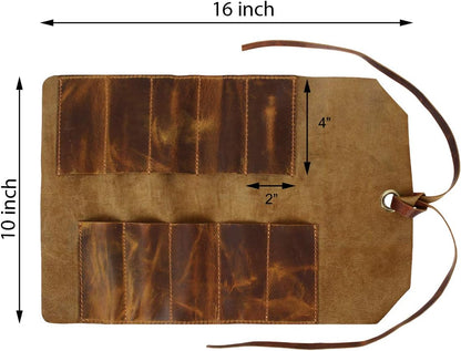 Leather Tool Roll Up Pouch - Leather Tool Wrench Roll/Chisel Bag