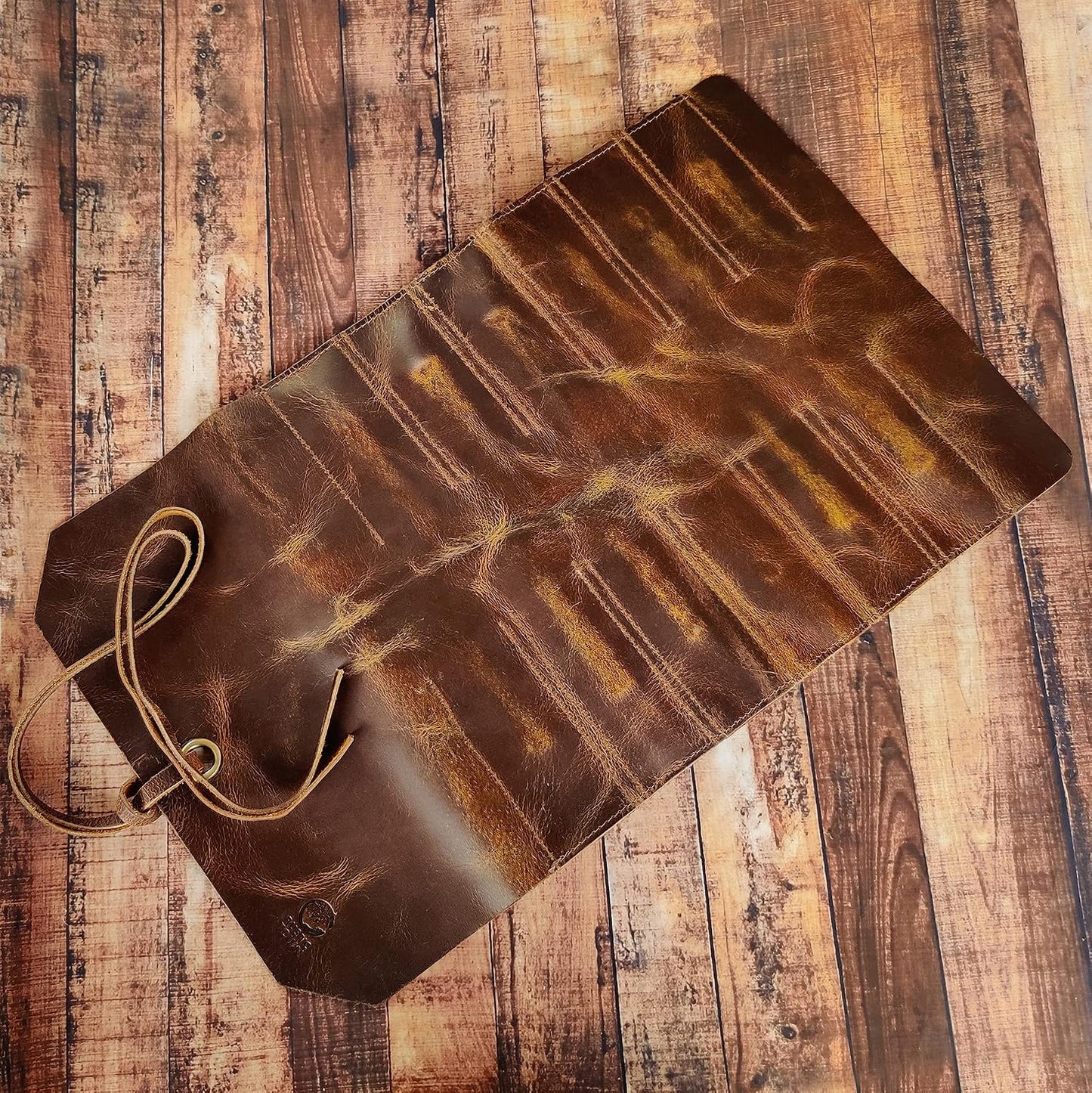 Leather Tool Roll Up Pouch - Leather Tool Wrench Roll/Chisel Bag