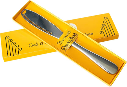 Ready Butter 3-in-1 18/10 Stainless Steel Butter Knife | 6-inch handle, serrated edge, grate and curl, spreads cold butter, dishwasher safe, rustproof, for home and restaurant