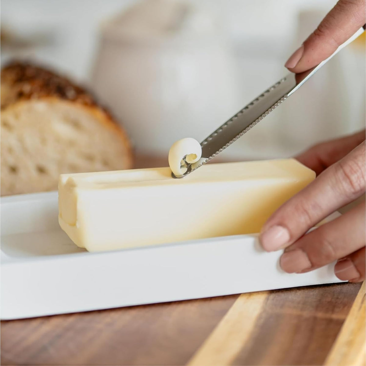 Ready Butter 3-in-1 18/10 Stainless Steel Butter Knife | 6-inch handle, serrated edge, grate and curl, spreads cold butter, dishwasher safe, rustproof, for home and restaurant