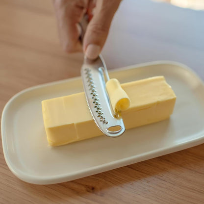 Ready Butter 3-in-1 18/10 Stainless Steel Butter Knife | 6-inch handle, serrated edge, grate and curl, spreads cold butter, dishwasher safe, rustproof, for home and restaurant