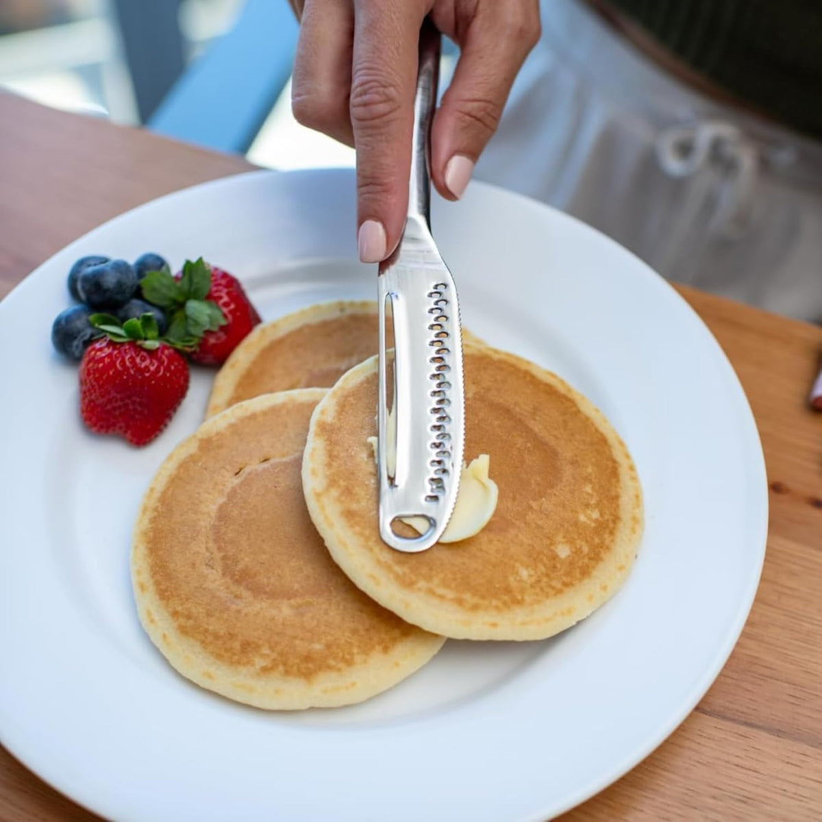 Ready Butter 3-in-1 18/10 Stainless Steel Butter Knife | 6-inch handle, serrated edge, grate and curl, spreads cold butter, dishwasher safe, rustproof, for home and restaurant