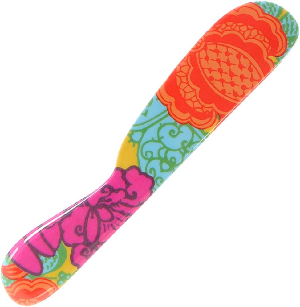 6" Melamine Butter Spreader 4-Piece Set-Designer Fun Vibrant Colorful Knives for Cream Cheese, Jam, Jelly, Mayo, Frosting, Sandwich-Shatterproof BPA Free Dishwasher Safe, 6-inch, Floral
