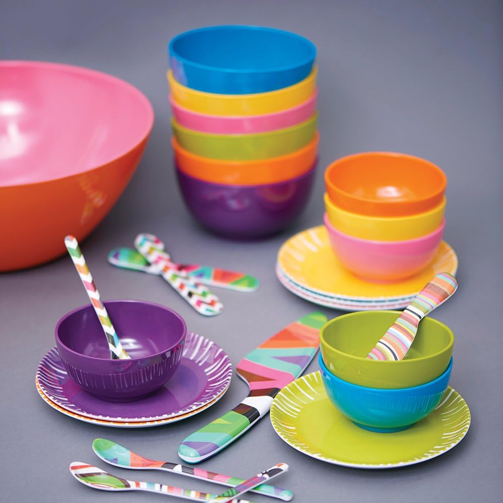 6" Melamine Butter Spreader 4-Piece Set-Designer Fun Vibrant Colorful Knives for Cream Cheese, Jam, Jelly, Mayo, Frosting, Sandwich-Shatterproof BPA Free Dishwasher Safe, 6-inch, Floral
