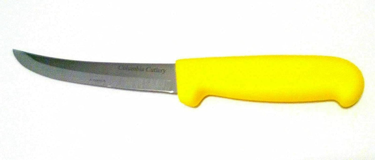 Columbia Cutlery 6 in. Yellow Boning/Fillet Knife - Curved & Stiff (Single Boning Knife)