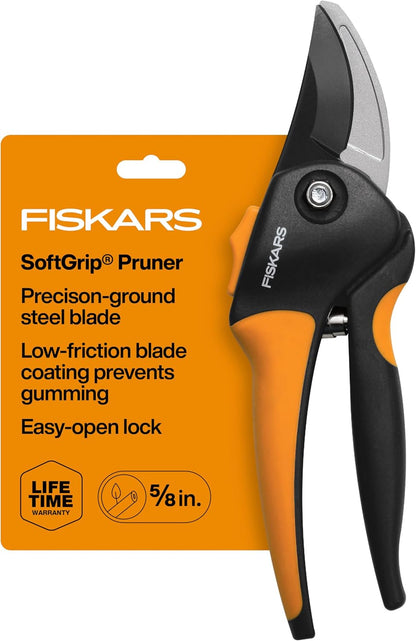 Bypass Pruning Shears, Branch Cutter with 5/8" Cut Capacity, Garden Shears with Sharp Steel Blade, Rust Resistant, Ergonomic Pruners with Comfort Handle and Safety Lock, Gardening Hand Tools
