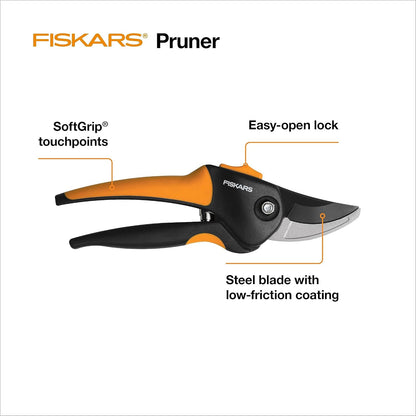 Bypass Pruning Shears, Branch Cutter with 5/8" Cut Capacity, Garden Shears with Sharp Steel Blade, Rust Resistant, Ergonomic Pruners with Comfort Handle and Safety Lock, Gardening Hand Tools