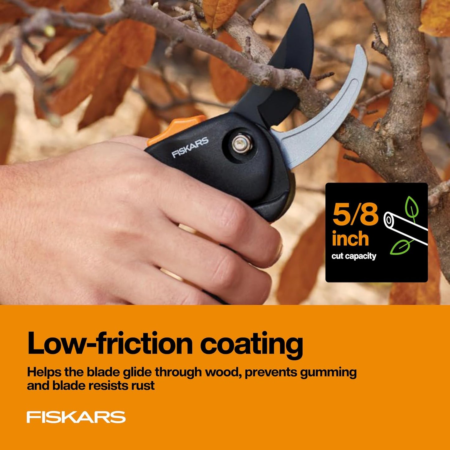 Bypass Pruning Shears, Branch Cutter with 5/8" Cut Capacity, Garden Shears with Sharp Steel Blade, Rust Resistant, Ergonomic Pruners with Comfort Handle and Safety Lock, Gardening Hand Tools