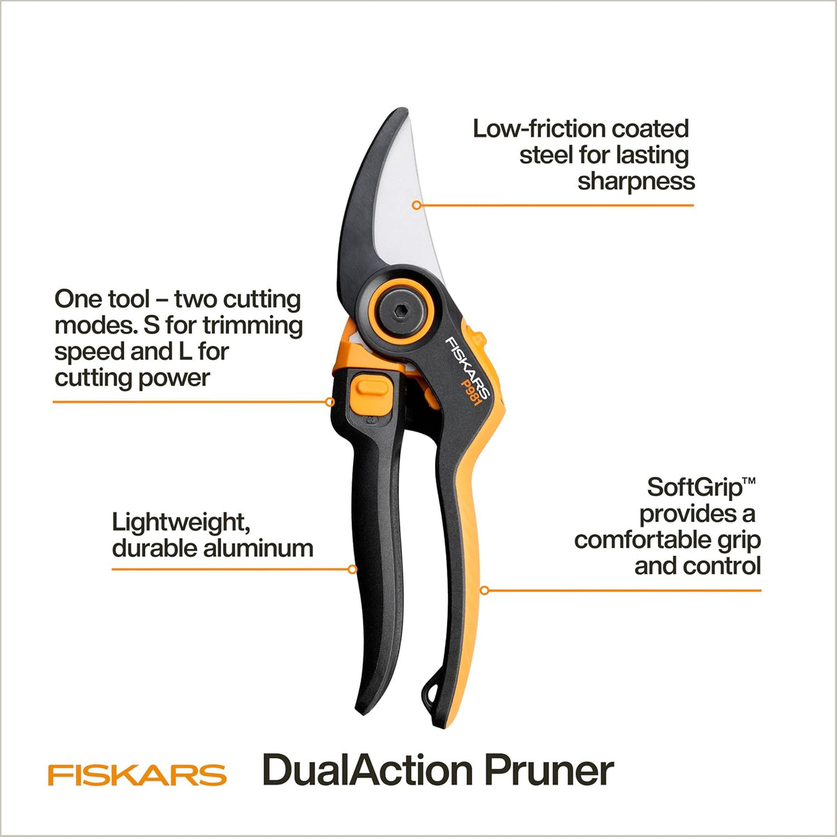 Bypass Pruning Shears, Branch Cutter with 5/8" Cut Capacity, Garden Shears with Sharp Steel Blade, Rust Resistant, Ergonomic Pruners with Comfort Handle and Safety Lock, Gardening Hand Tools
